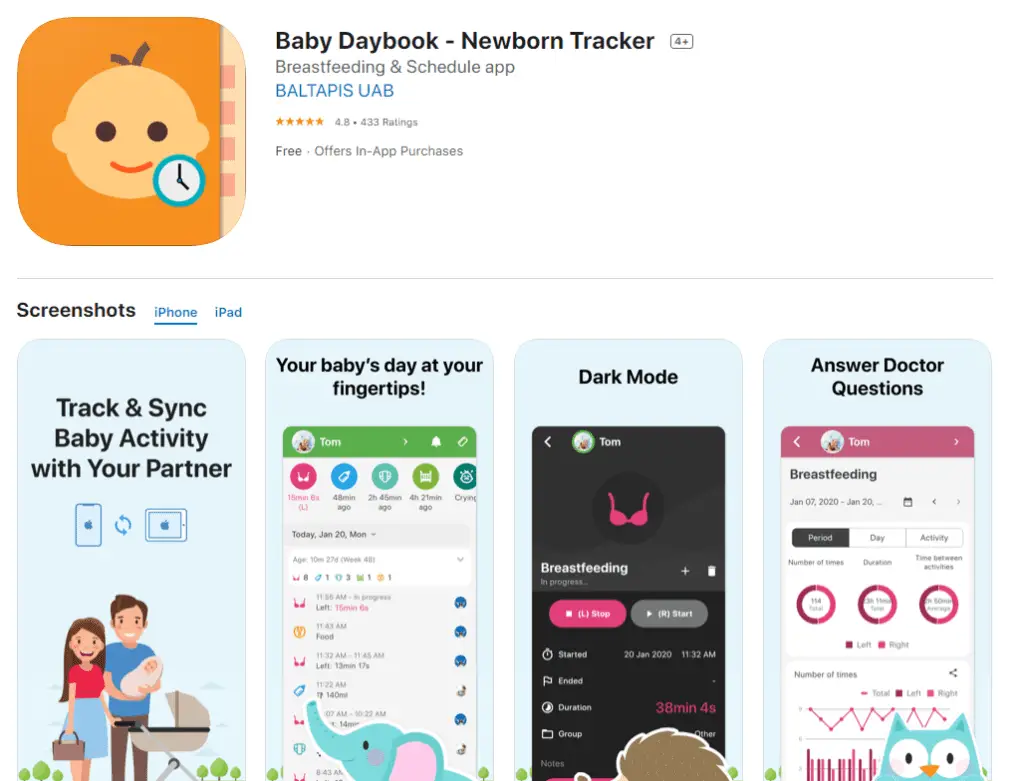 baby daybook app for iphone